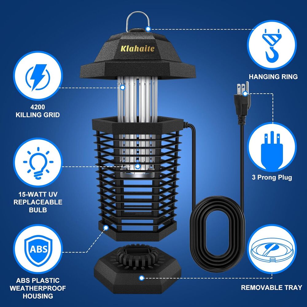 JNARIY Bug Zapper Outdoor, Electric Mosquito Zapper - Picture 3 of 5